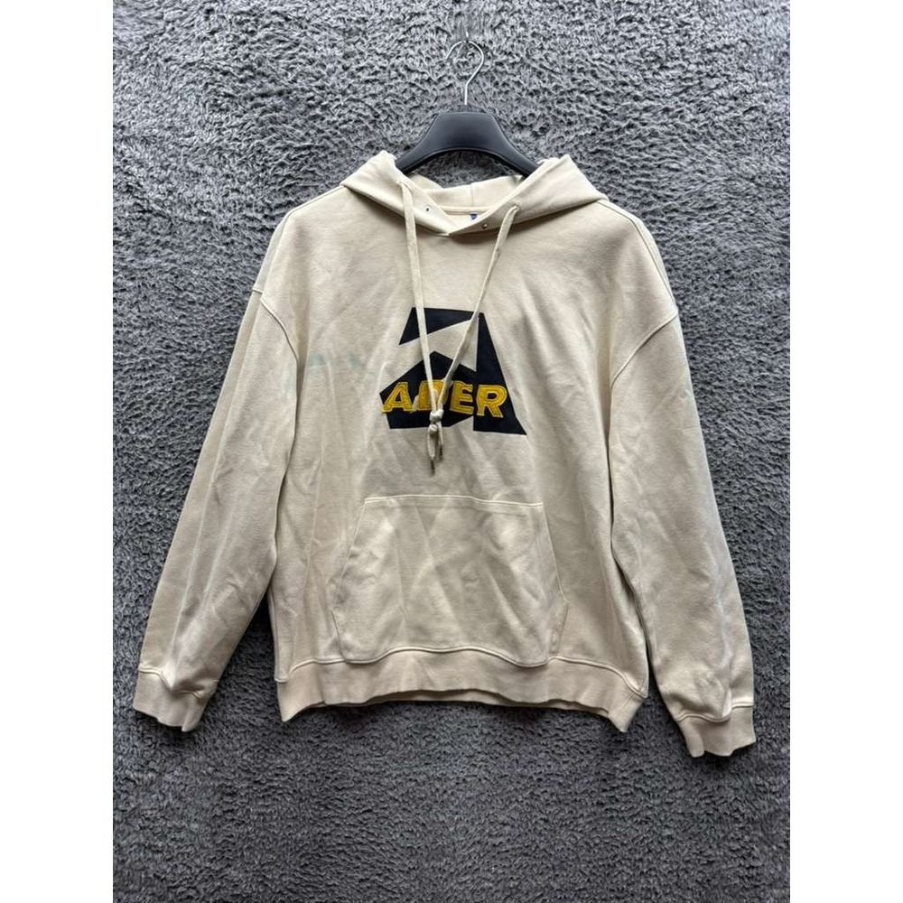 Ader Error FW2020 Cotton Blend Embroidered A Logo Pullover‎ Hoodie Ivory Size A2